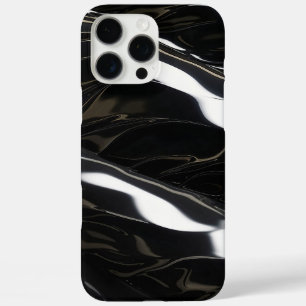 Coques iPhone 16 Pro Max Texture d'onde 3D noire haute brillance