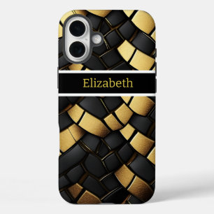 Coques iPhone 16 Plus Texture élégante à motif de peau de serpent noir e