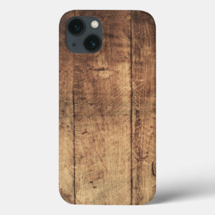 iPhone 13 Coque texture en bois rayé vintage cool