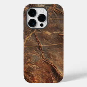 Coque Pour iPhone 14 Pro Texture en cuir brut vintage