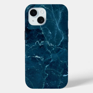Coque Pour iPhone 15 Texture en marbre bleu marine
