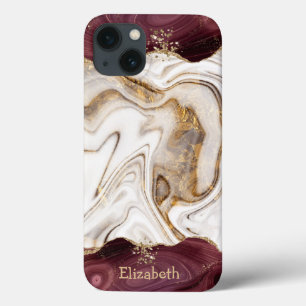 Case-Mate iPhone Case Texture Marbre Burgundy Or Brun Blanc Froid