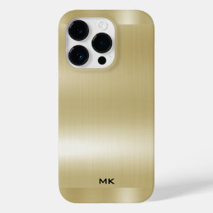 Coque Pour iPhone 14 Pro Texture métallique d'or clair Look en acier inoxyd