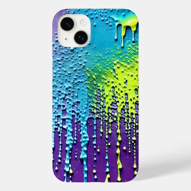Coques Case-Mate iPhone Texture Peinture Neon violet vert bleu Confetti (Verso)