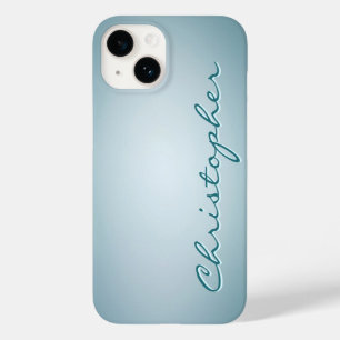 Coque Pour iPhone 14 Texture radiale bleu clair personnalisée