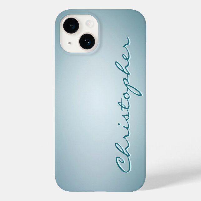Coques Case-Mate iPhone Texture radiale bleu clair personnalisée (Verso)