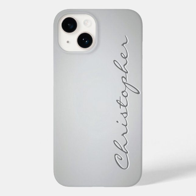Coques Case-Mate iPhone Texture radiale gris clair personnalisée 15 (Verso)