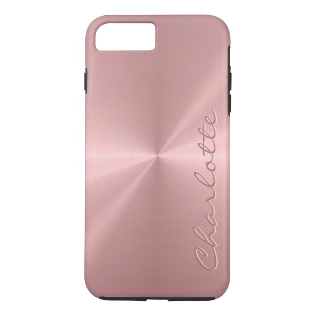 Coques Case-Mate iPhone Texture radiale métallique personnalisée d'or rose (Dos)