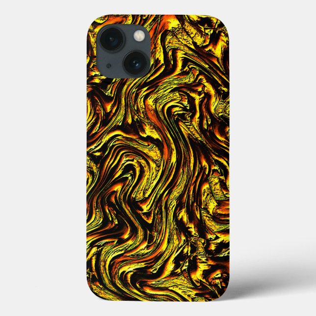 Coques Case-Mate iPhone Texture rustique dorée avec traits foncés et orang (Verso)