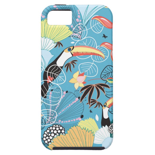 Coques Case-Mate iPhone Texture tropicale avec Toucans et Hummingbirds (Dos)