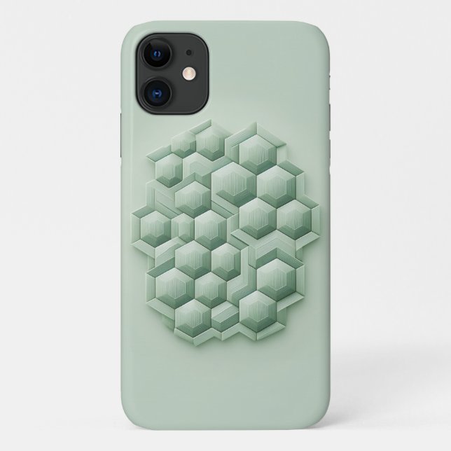 Coques Case-Mate iPhone Textured Hexagons, Geometric Phone Case, Mint Gree (Dos)