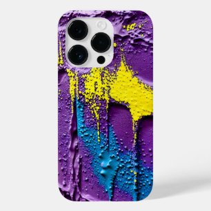 Coque Pour iPhone 14 Pro Textures Purple Bleu Jaune Explosion couleurs amus