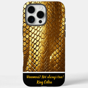 Coques iPhone 16 Pro Max Textures radieuses de peaux de serpent doré à la l