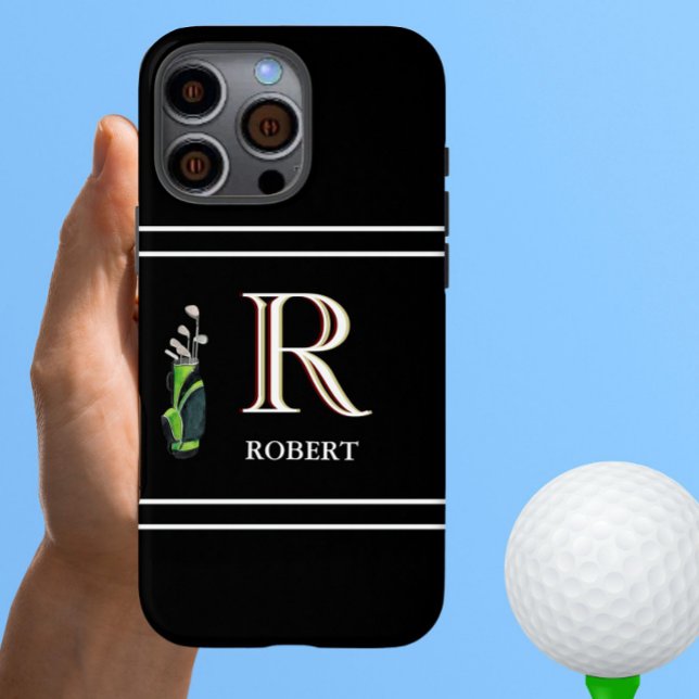 Coques Case-Mate iPhone Thème de golf Monogrammes personnalisés Nom Clubs (Créateur téléchargé)