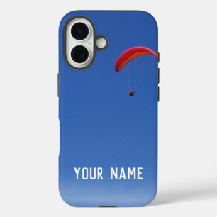 Coque Pour iPhone 16 Thème de parapente avec votre nom ou vos initiales
