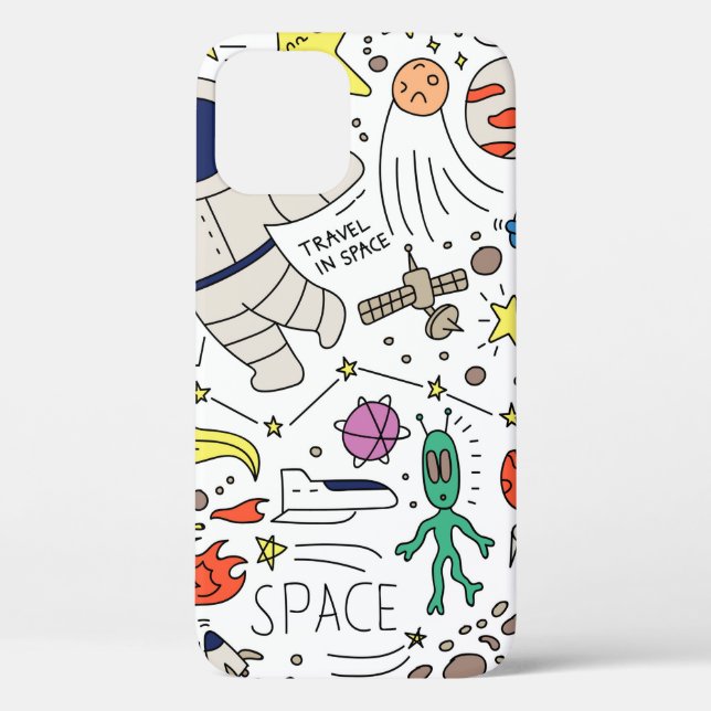 Coques Case-Mate iPhone Thème Espace dans l'illustration style doodé (Verso)