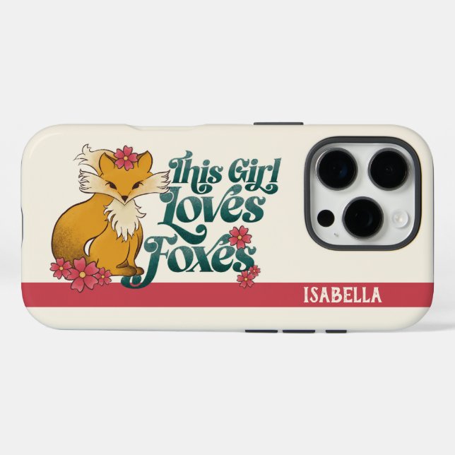 Coques Case-Mate iPhone This Girl Loves Foxes with Flowers Custom Name (Verso (horizontal))