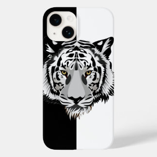 Coque Pour iPhone 14 Tiger noir blanc