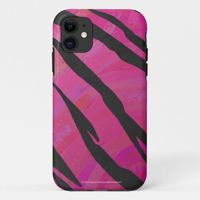 Coques Case-Mate iPhone Tiger rose chaud et noir (Dos)