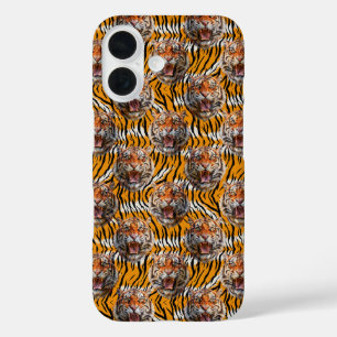 Coque Pour iPhone 16 Tiger Tête Sur Tiger Skin Design Poster de animal