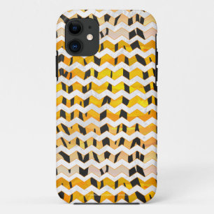 Coque iPhone 11 Tigre Chevron noir et orange