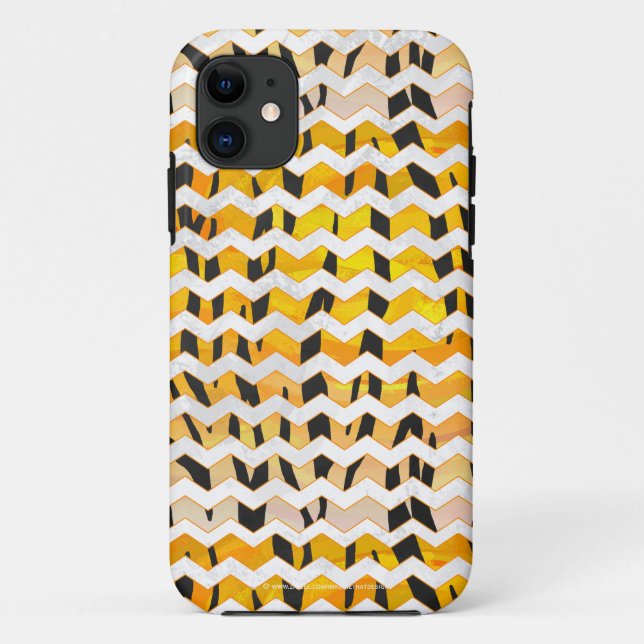 Coques Case-Mate iPhone Tigre Chevron noir et orange (Dos)