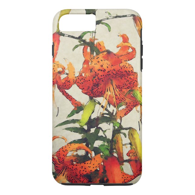 Coques Case-Mate iPhone Tigre d'Aquarelle orange Lily 1 (Dos)