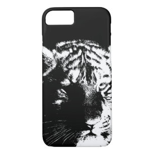 Coque iPhone 8/7 Tigre noir et blanc Pop Art