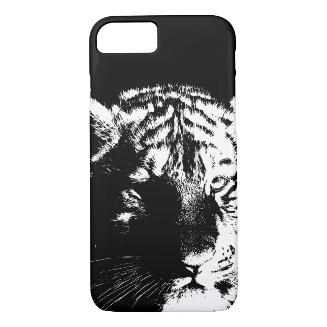 Coques Case-Mate iPhone Tigre noir et blanc Pop Art (Dos)