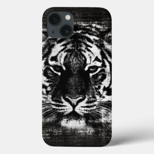 Etui iPhone 13 Tigre noir et blanc Vintage 2
