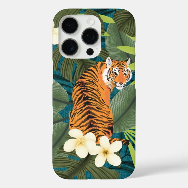 Coques Case-Mate iPhone Tigre tropical Hawaiian Palm Jungle Turquoise (Verso)