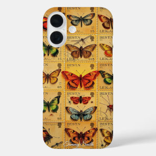 Coque Pour iPhone 16 Timbres à papillon vintage
