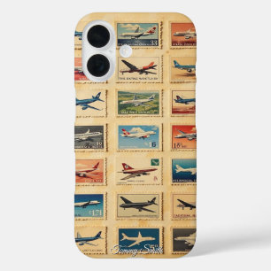 Coque Pour iPhone 16 Timbres vintages de plan rétro