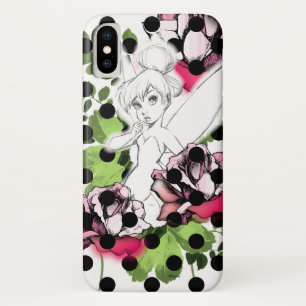 Coque Case-Mate Pour iPhone Tinker Bell Sketch avec Roses et Pois