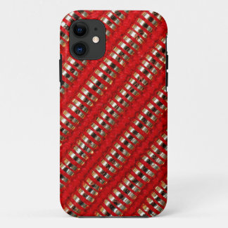 Case-Mate iPhone Case Tissu à rayures diagonales fines rouge et or Textu