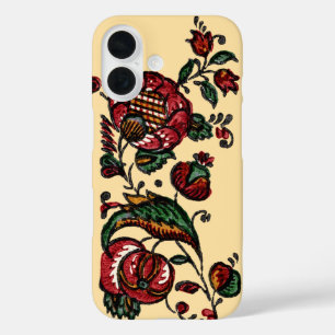 Coque Pour iPhone 16 Tissu de chintz en coton indien vintage