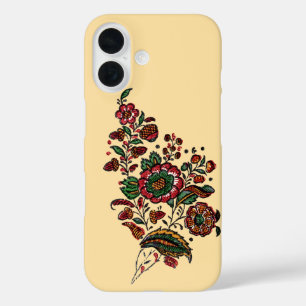 Coque Pour iPhone 16 Tissu de chintz en coton indien vintage