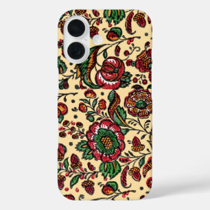 Coque Pour iPhone 16 Tissu de chintz en coton indien vintage