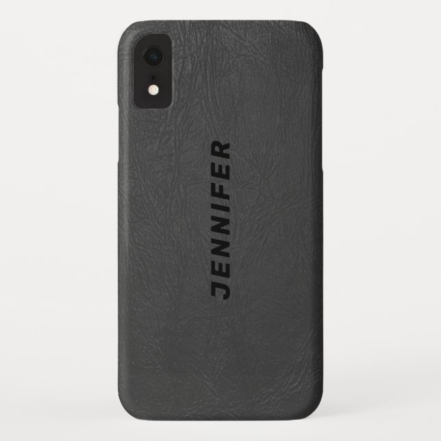 Coques Case-Mate iPhone Tissu en cuir gris foncé (Dos)