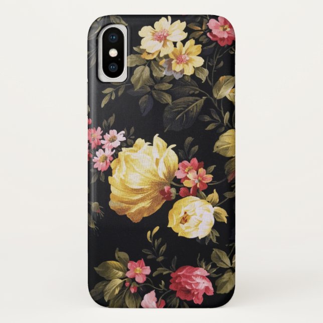 Coques Case-Mate iPhone tissu floral rétro (Dos)