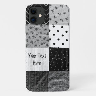 Coque Case-Mate Pour iPhone Tissu patchwork de style vintage design noir blanc