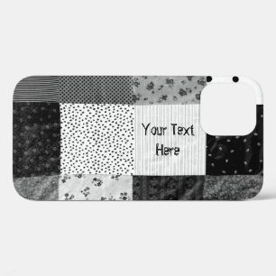 Coques Pour iPhone Tissu patchwork de style vintage design noir blanc