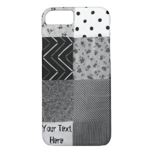 Coques Pour iPhone Tissu patchwork de style vintage design noir blanc