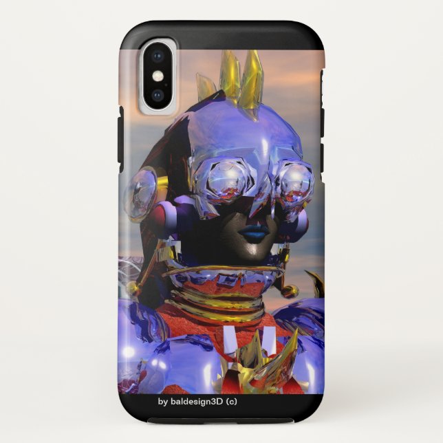 Coques Case-Mate iPhone TITAN CYBORG PORTRAIT Blue Science Fiction, Scifi (Dos)
