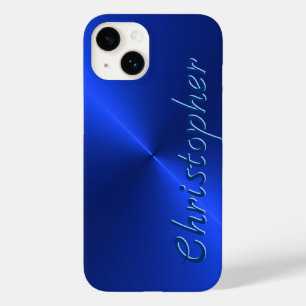Coque Pour iPhone 14 Titane bleu acier inoxydable métal