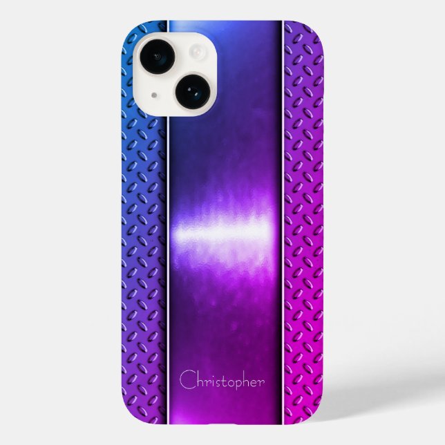 Coques Case-Mate iPhone Titane poli violet radial métal iphone 15 (Verso)