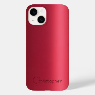 Coque Pour iPhone 14 Titane rouge Acier inoxydable Métallique