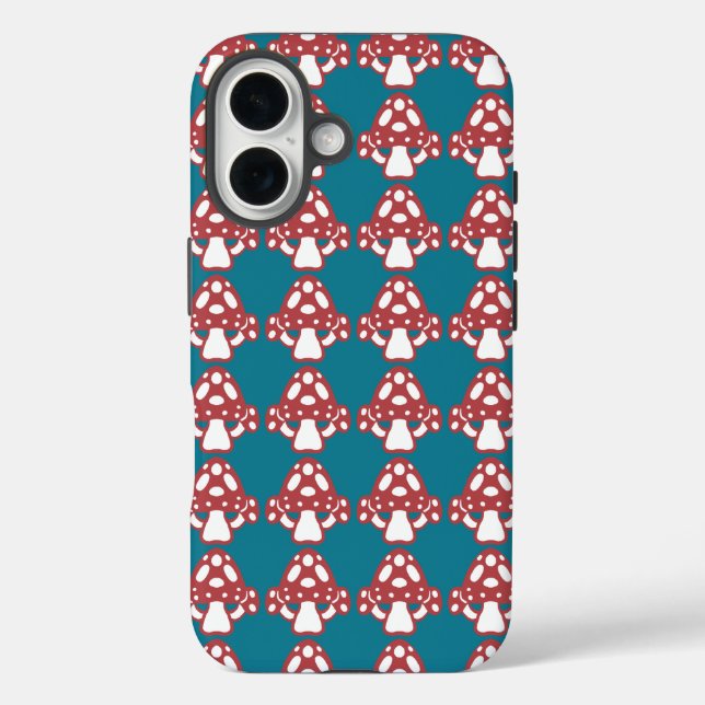 Coques Case-Mate iPhone Toadstool Champhrooms - Points blancs Spots Bleu R (Verso)