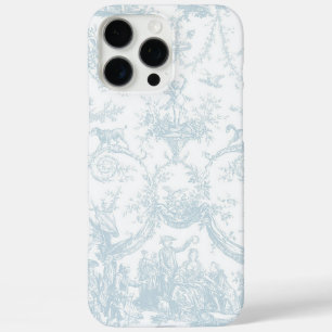 Coques iPhone 16 Pro Max Toile bleu clair doux et blanc