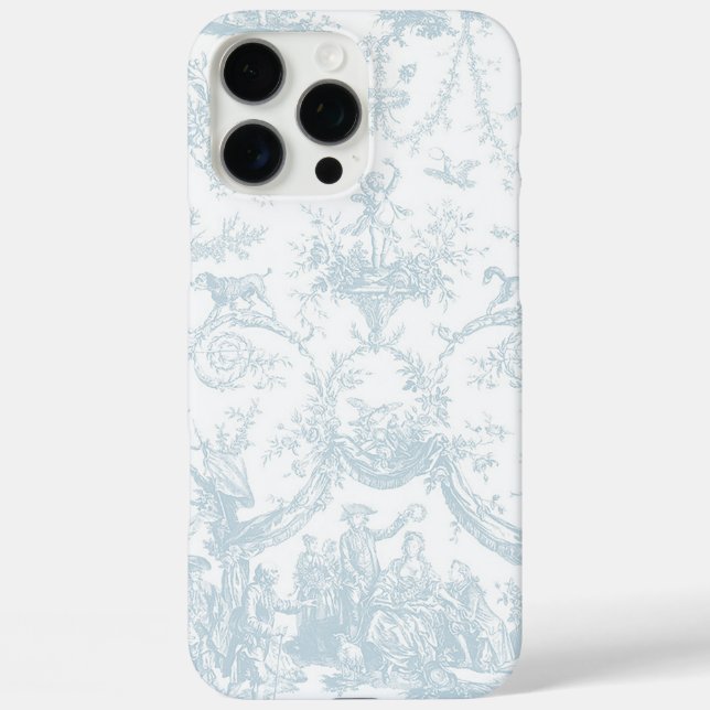 Coques Case-Mate iPhone Toile bleu clair doux et blanc (Verso)